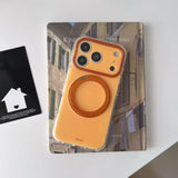 Sunset orange iPhone 17 case with rotating ring stand